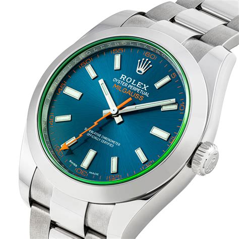 rolex milgaus blu e arancoipone|rolex milgauss 40mm.